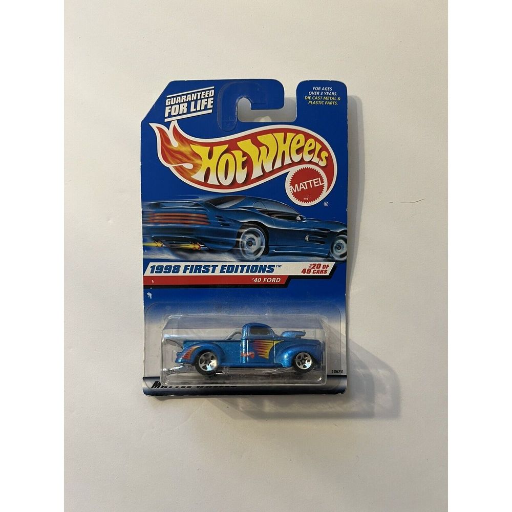 1998 Hot Wheels #654 First Editions 20/40 '40 FORD Drk Blue w/5 Spoke Thailand